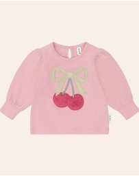 Huxbaby - Cherry Bow Puff Sleeve Top - Babies-Kids