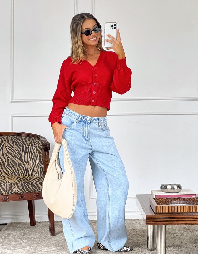 Beginning Boutique - She's Yours Light Wash Denim Wide Leg Boyfriend Jeans