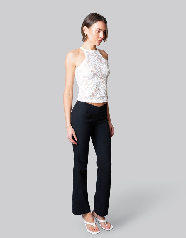 Love and Nostalgia - The Motor Running Loop and Button Front Pant - Black