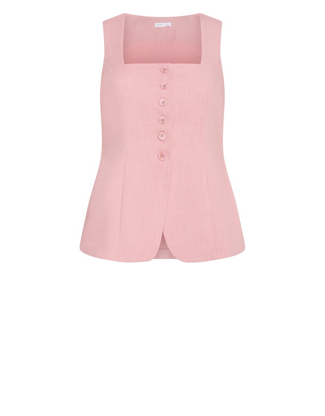 City Chic - Plus size Imogen Vest - baby pink