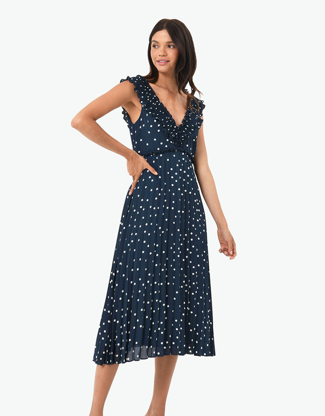 Forcast - Karis Polka Dot Pleated Dress