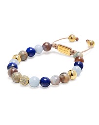 Nialaya Jewellery - Women's Beaded Bracelet with Aquamarine, Blue Lapis, Opal, and Botswana Agate