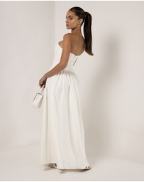 Heiress Beverly Hills - Strapless Corset Crepe Flare Maxi Dress