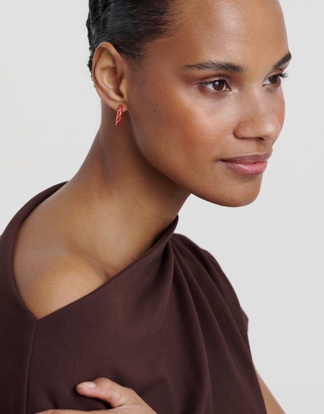 Ted Baker - TRINNA: Twist Enamel Hoop Earrings