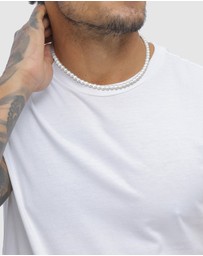 Kuzzoi - ICONIC EXCLUSIVE - Necklace Male Shell Pearl White 925 Sterling Silver
