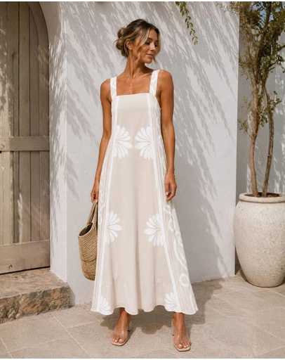 Esther & Co - Holden Dress - Beige Floral