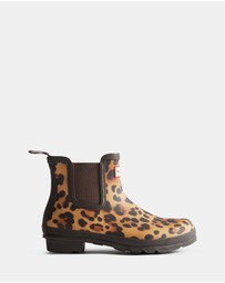 Hunter - Women’s Original Chelsea Leopard Boot in Leopard Print/Chocolate Brown