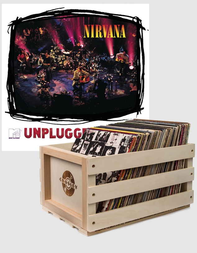 Universal Music - Crosley Record Storage Crate & Nirvana MTV Unplugged Vinyl Album Bundle