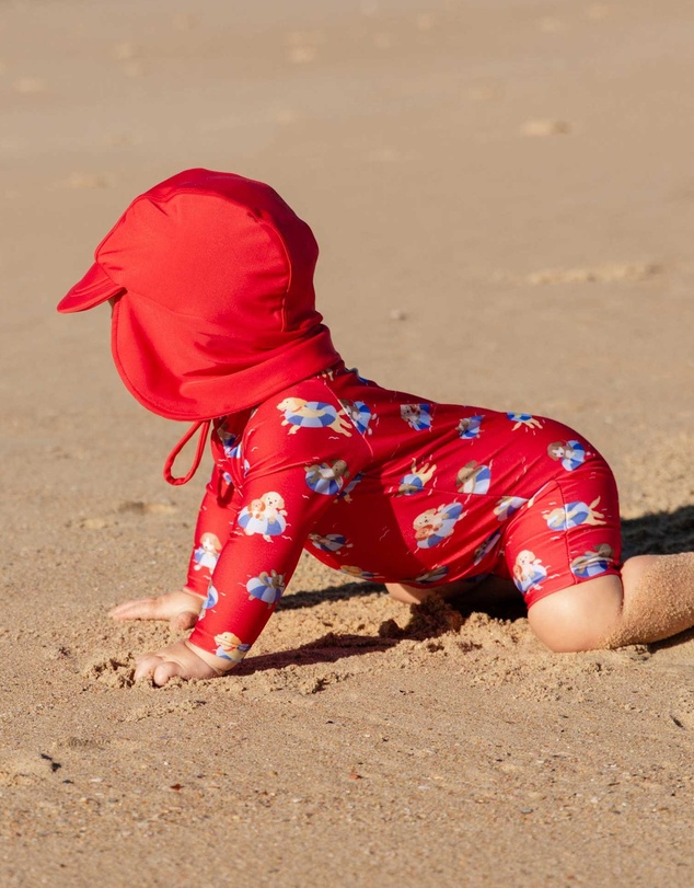 Purebaby - Printed Long Sleeve Rashie Sunsuit- Kids-Babies