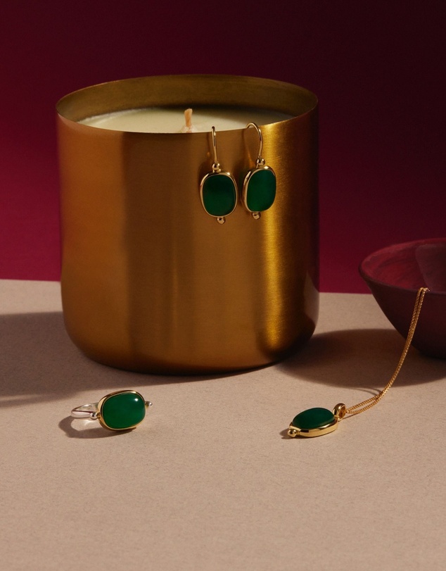 Najo - Fleur Yellow Gold Green Onyx Ring