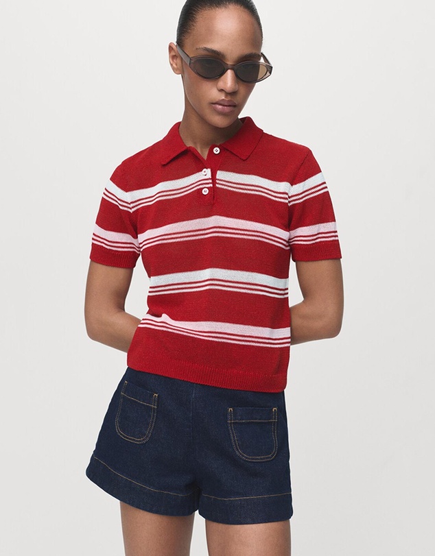 M.N.G - Short-Sleeved Polo-Neck Sweater
