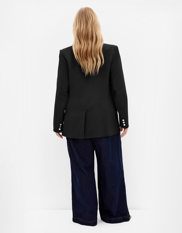 City Chic - Plus size Ella Double Breasted Relaxed Blazer - black