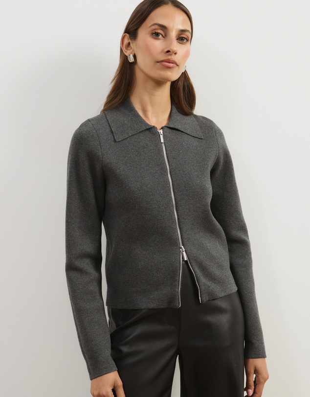 Atmos&Here - Delilah Long Sleeve Double Ended Zipper Knit Jacket