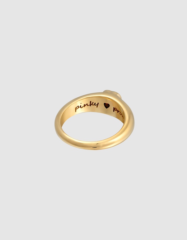 Elli Jewelry - Red Zirconia Heart Signet Ring in Gold-Plated 925 Silver