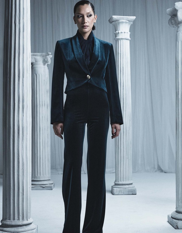 Carla Zampatti - Hunter Green Velvet Wide Leg Pant
