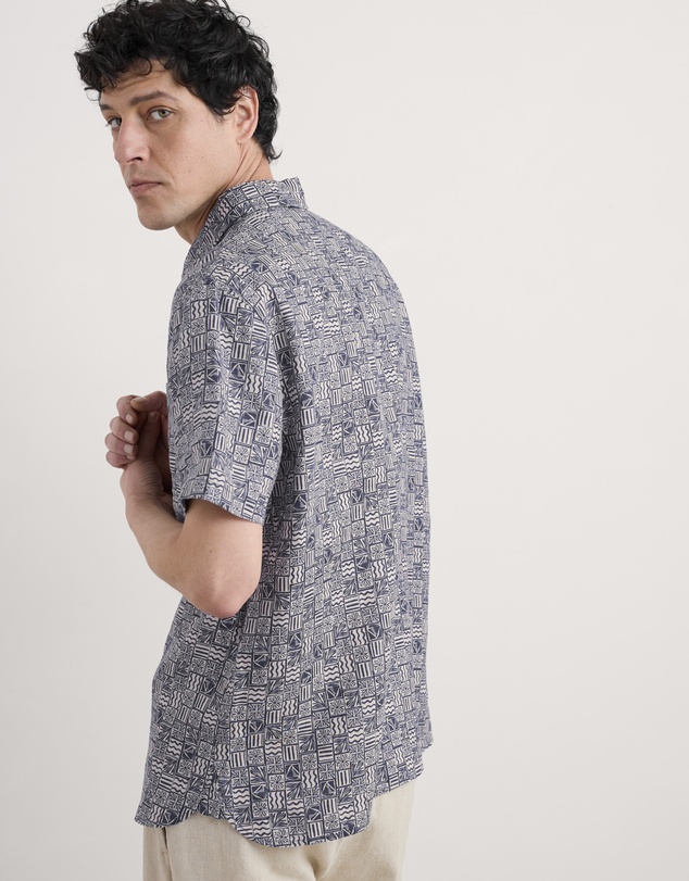 Seasalt - Seasalt Cornwall Navy Blue Heron Short Sleeve Shirt
