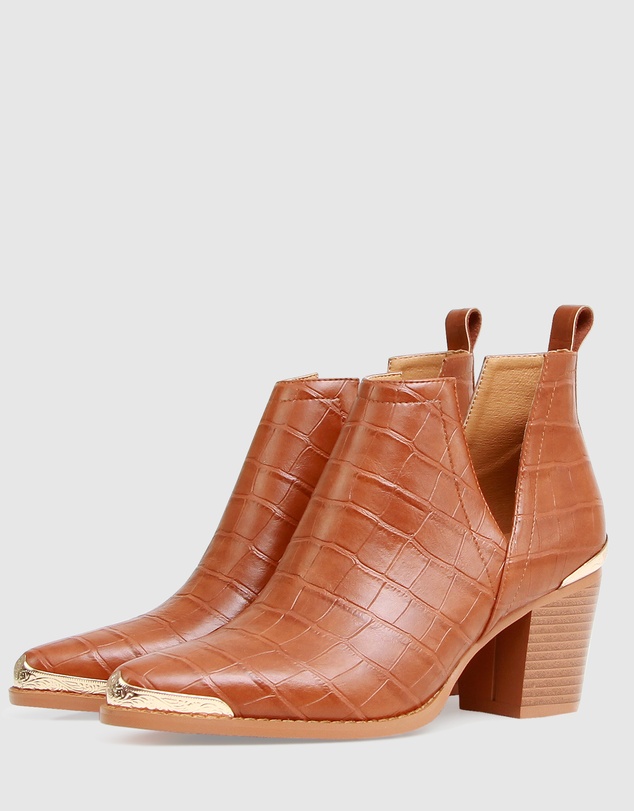 Belle & Bloom - Austin Croc Embossed Ankle Boot
