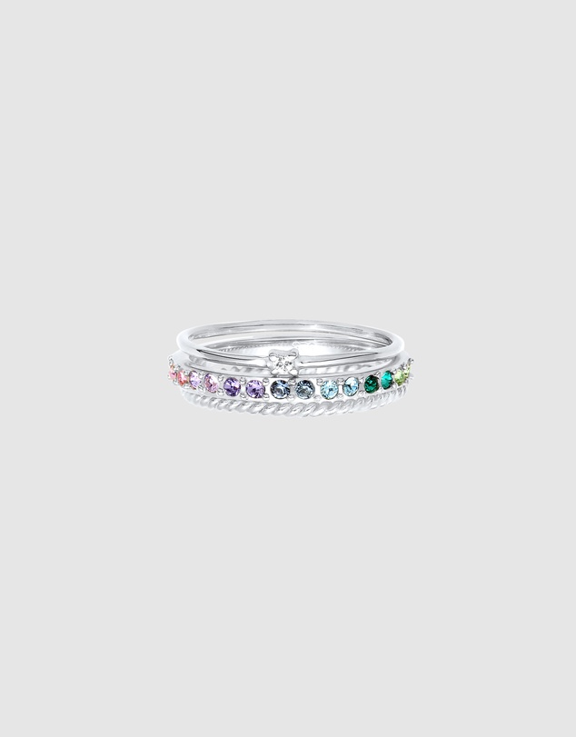 Elli Jewelry - Crystal Ring Set in 925 Silver