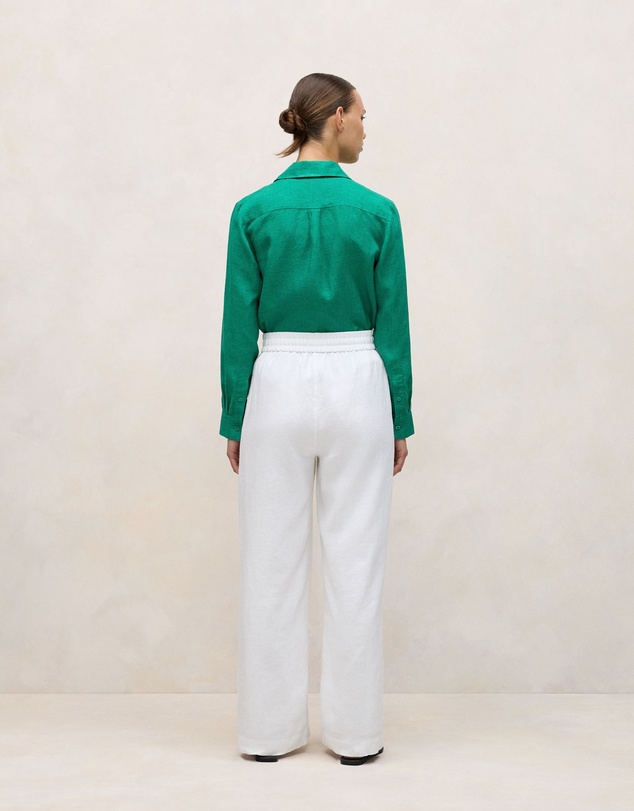 Trenery - Linen Drawcord Wide Leg Pant in White