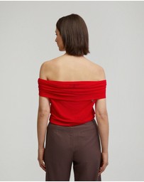 Oxford - Nia Mesh Off-Shoulder Top