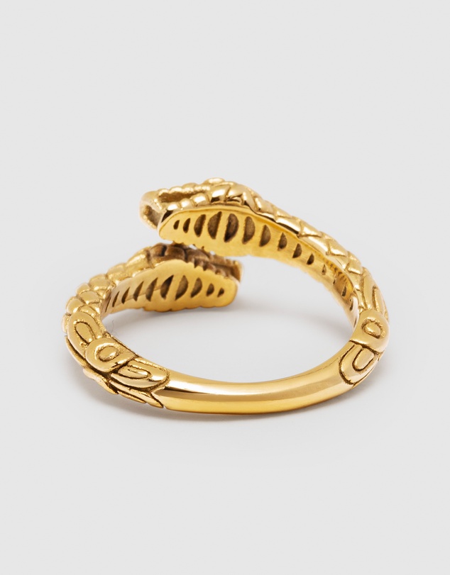 Nialaya Jewellery - Men's Gold Plated Vintage Snake Ring
