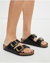 Birkenstock - Arizona Big Buckle Natural Leather Patent Nappa Glamour - Women's
