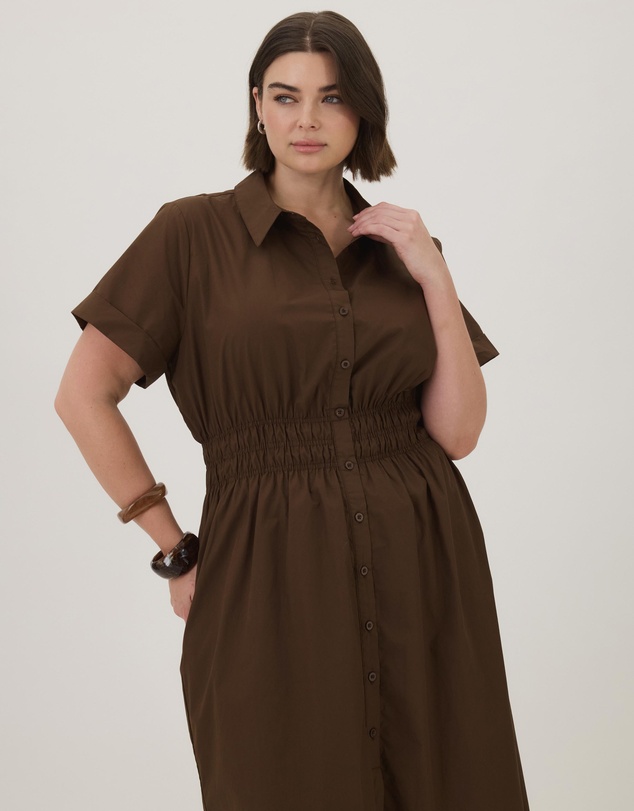 Atmos&Here Curvy - April Cotton Poplin Midi Shirt Dress