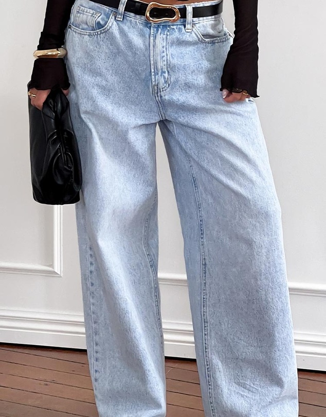 Beginning Boutique - She's Yours Light Wash Denim Wide Leg Boyfriend Jeans