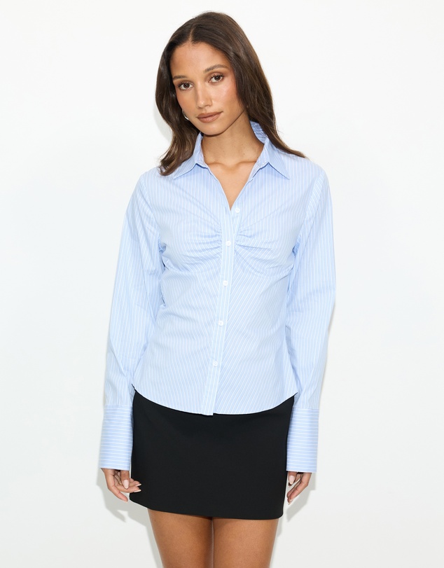 Dazie - Avery Striped Gathered Shirt