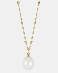 Dower & Hall - Women's Timeless Adjustable 10mm Oval White Freshwater Pearl Pendant In Gold Vermeil