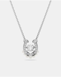 Swarovski - Symbolica pendant, Crystal pearl, Round cut, Pav, Horseshoe, White, Rhodium plated