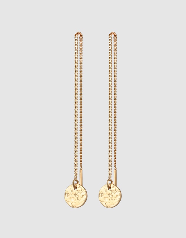 Elli Jewelry - Organic Disc Pull-Through Earrings in Gold-Plated 925 Silver