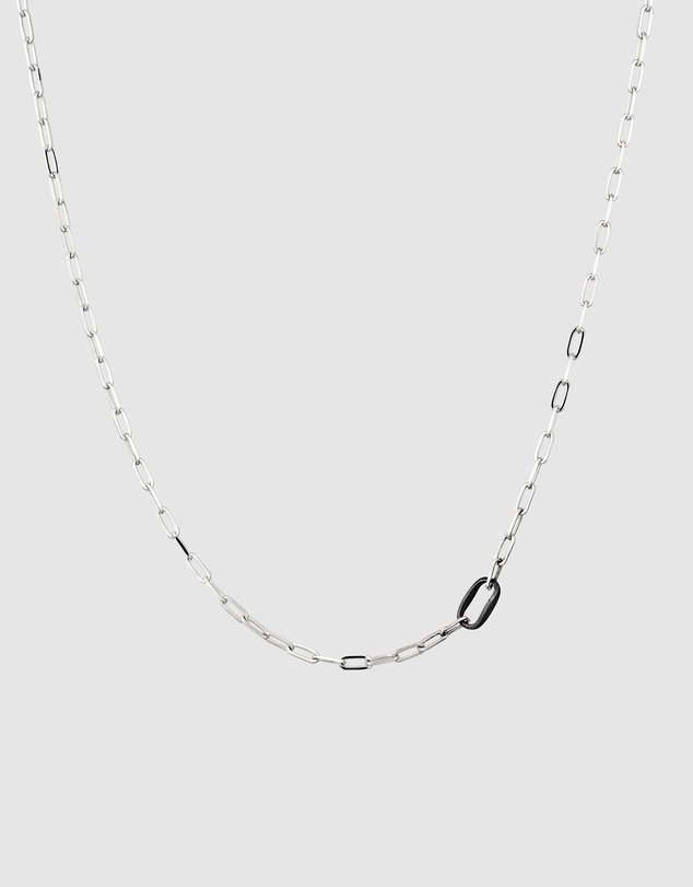 Kuzzoi - ICONIC EXCLUSIVE - Long Link Necklace with Oxidised Accent in 925 Silver