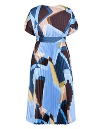 City Chic - Plus size Hailey Geo Abstract Print Pleat Dress - blue