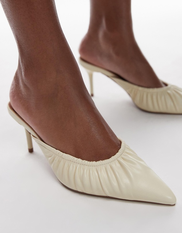 TOPSHOP - Dill Ruched Slip On Mid Heeled Shoes