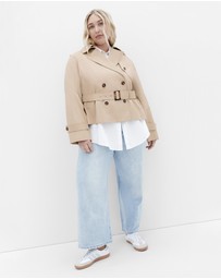 City Chic - Plus size Leah Crop Trench - taupe