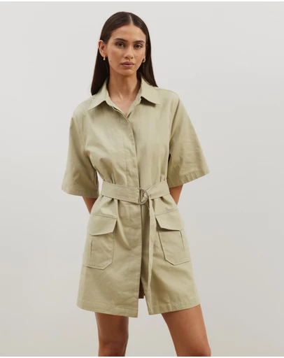 Atmos&Here - Amy Cotton Drill Mini Shirt Dress