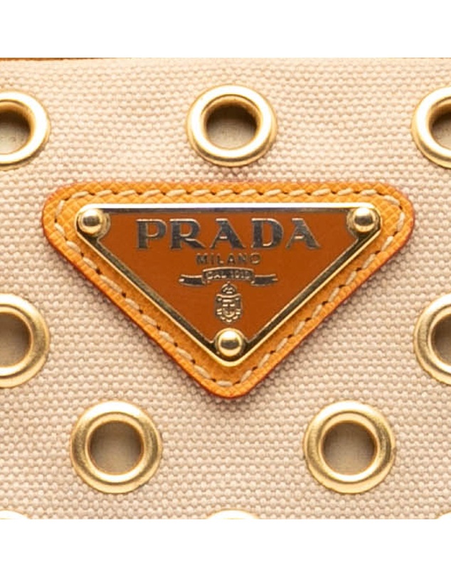 Pre-Loved by Azura Reborn - Pre-Loved Small Saffiano Trimmed Canvas Grommet Bauletto Bag