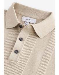 NEXT - Regular Vertical Texture Knitted Polo Jumper
