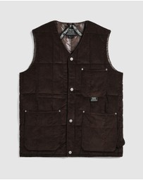 TAION - Work V Neck Button Corduroy Down Vest