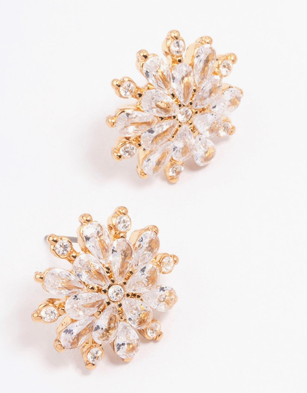 Lovisa - Gold Plated Large Round Floral Stud Earrings