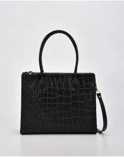 Cobb & Co - Waverley Croc Leather Dual Section Business Tote