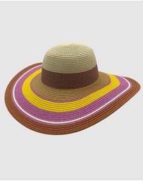 Jacaru - Jacaru 1764 Wide Brim Colour Stripes Hat