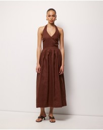 AERE - Esme Halter Linen Midi Dress