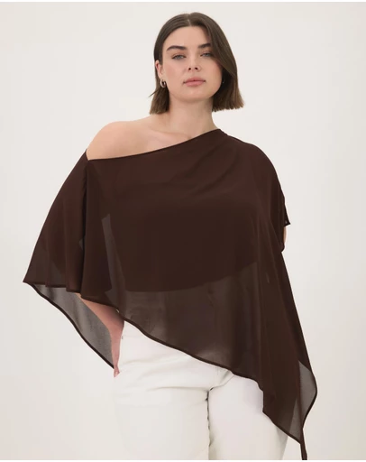 Atmos&Here Curvy - Molly Sheer Chiffon Poncho With Bandeau Top