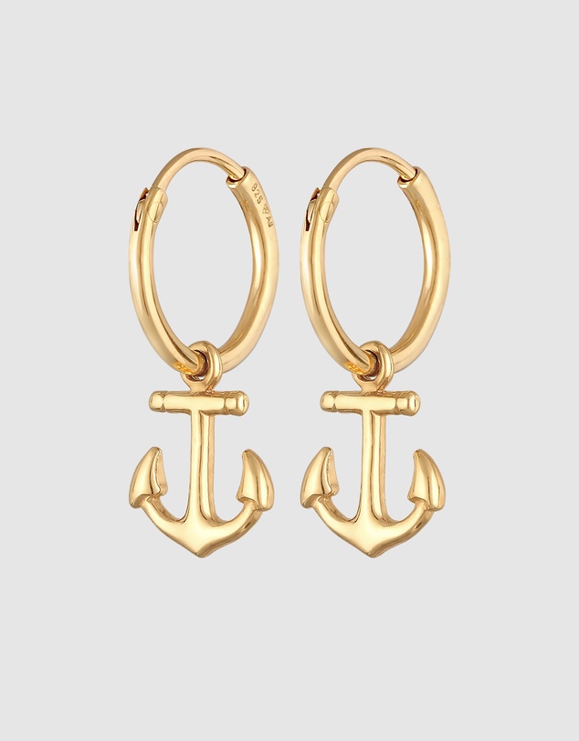 Elli Jewelry - Anchor Hoop Earrings in Gold-Plated 925 Silver