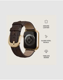 Burga - Burga Apple Watch 42/44/46/49 Leather Band - Gold Clasp Espresso