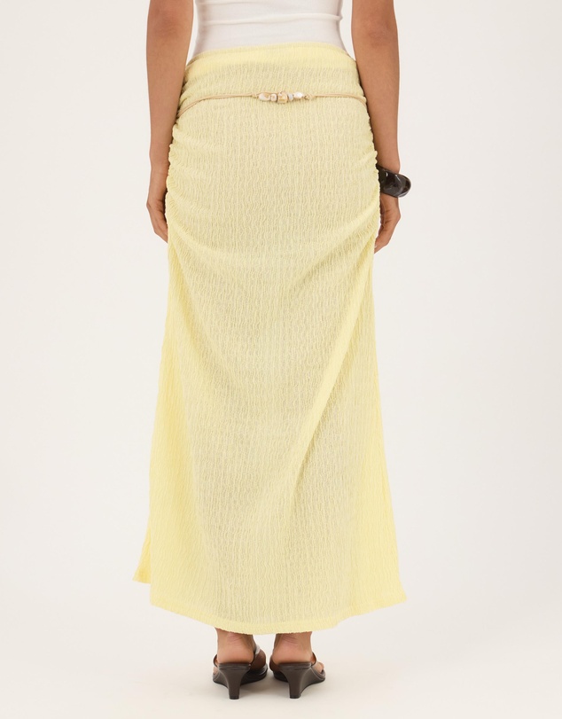Atmos&Here - Maeve Textured Jersey Skirt With Beaded Belt