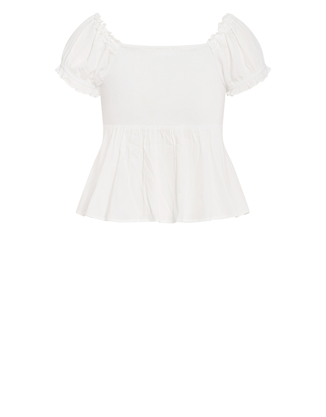 City Chic - Plus size Vintage Dreams Puff Sleeve Top - ivory
