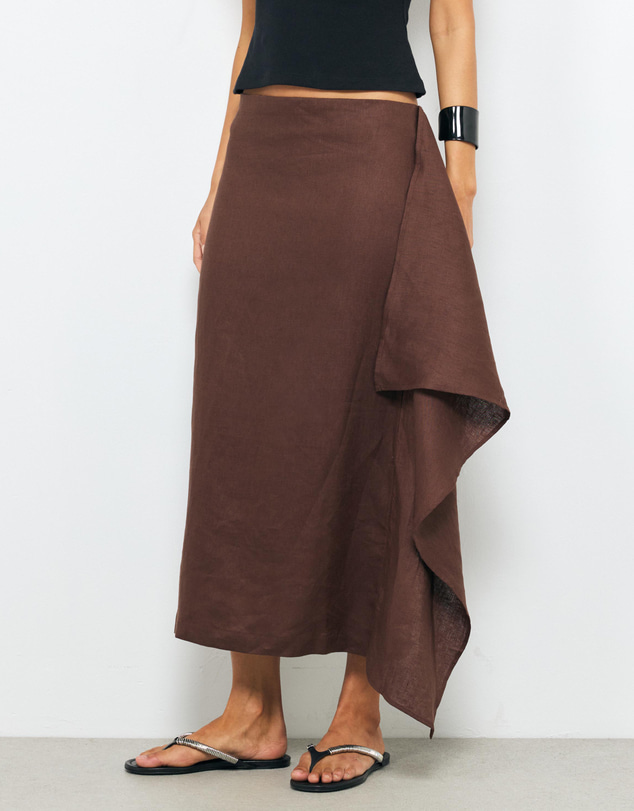 AERE - Draped Linen Panel Skirt